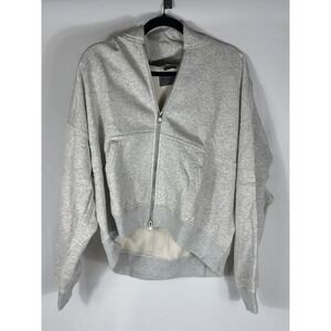 Abercrombie Fitch Cropped Zip Up Hoodie Sweatshirt Light Gray Soft Size Small